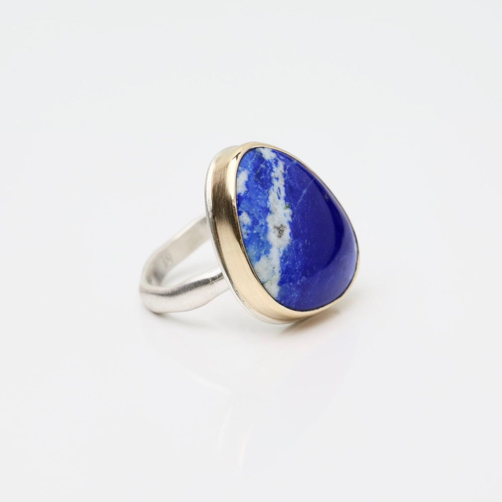 
                      
                        RNG-14K Sterling & 14K Gold Ring w/ Vertical Smooth Lapis
                      
                    