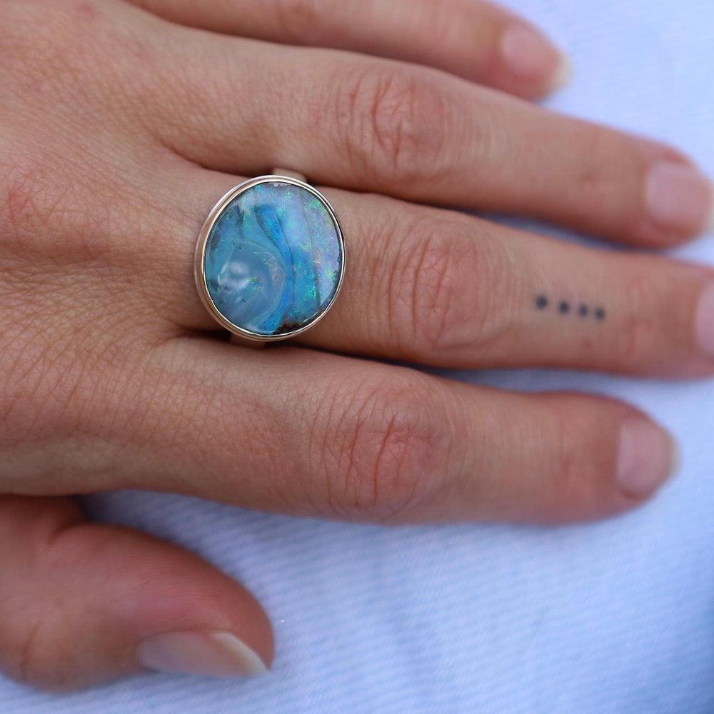 
                      
                        RNG-14K Sterling & 14K Gold Ring with Oval Boulder Opal
                      
                    