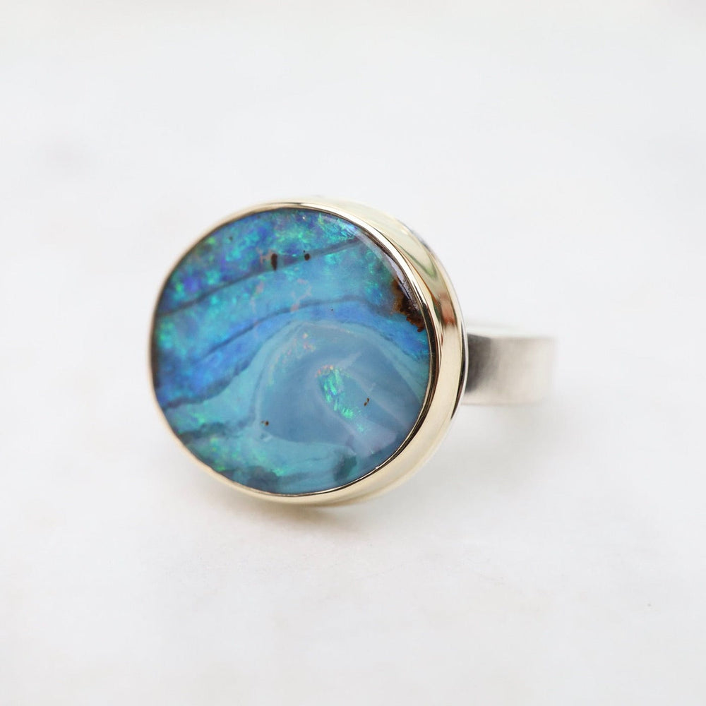 
                      
                        RNG-14K Sterling & 14K Gold Ring with Oval Boulder Opal
                      
                    