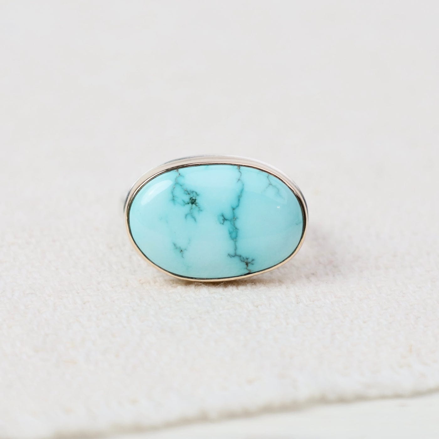 RNG-14K Sterling & 14K Gold Ring with Oval LONE MOUNTAIN T