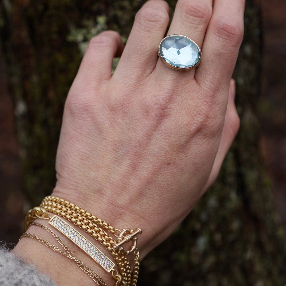 
                      
                        RNG-14K Sterling & 14K Gold Ring with Oval Rose Cut Sky Bl
                      
                    