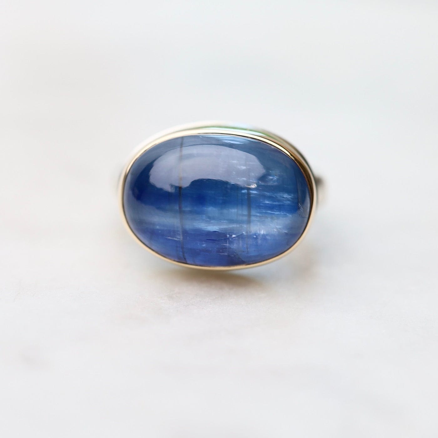 RNG-14K Sterling & 14K Gold Ring with Oval Smooth Kyanite