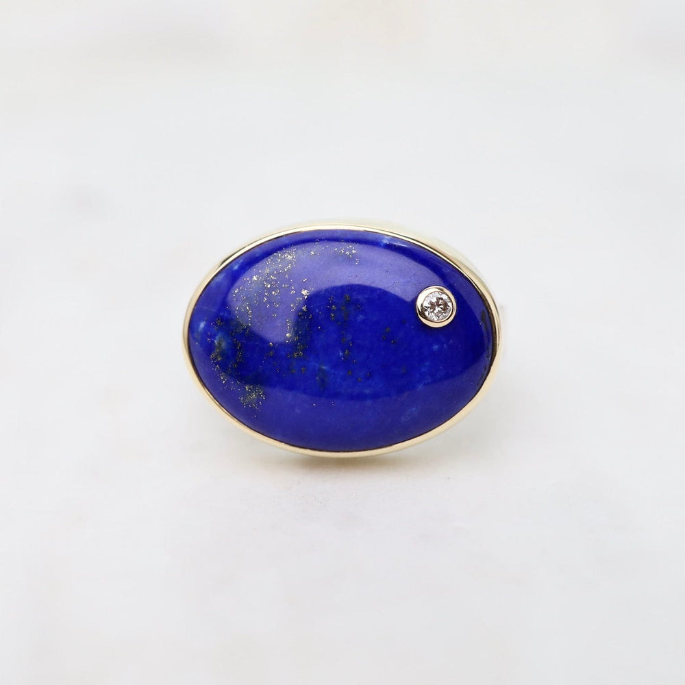 
                  
                    RNG-14K Sterling & 14K Gold Ring with Oval Smooth Lapis & Diamond
                  
                