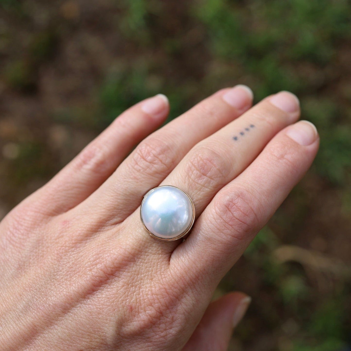 RNG-14K Sterling & 14K Gold Ring with Round Cultured Pearl