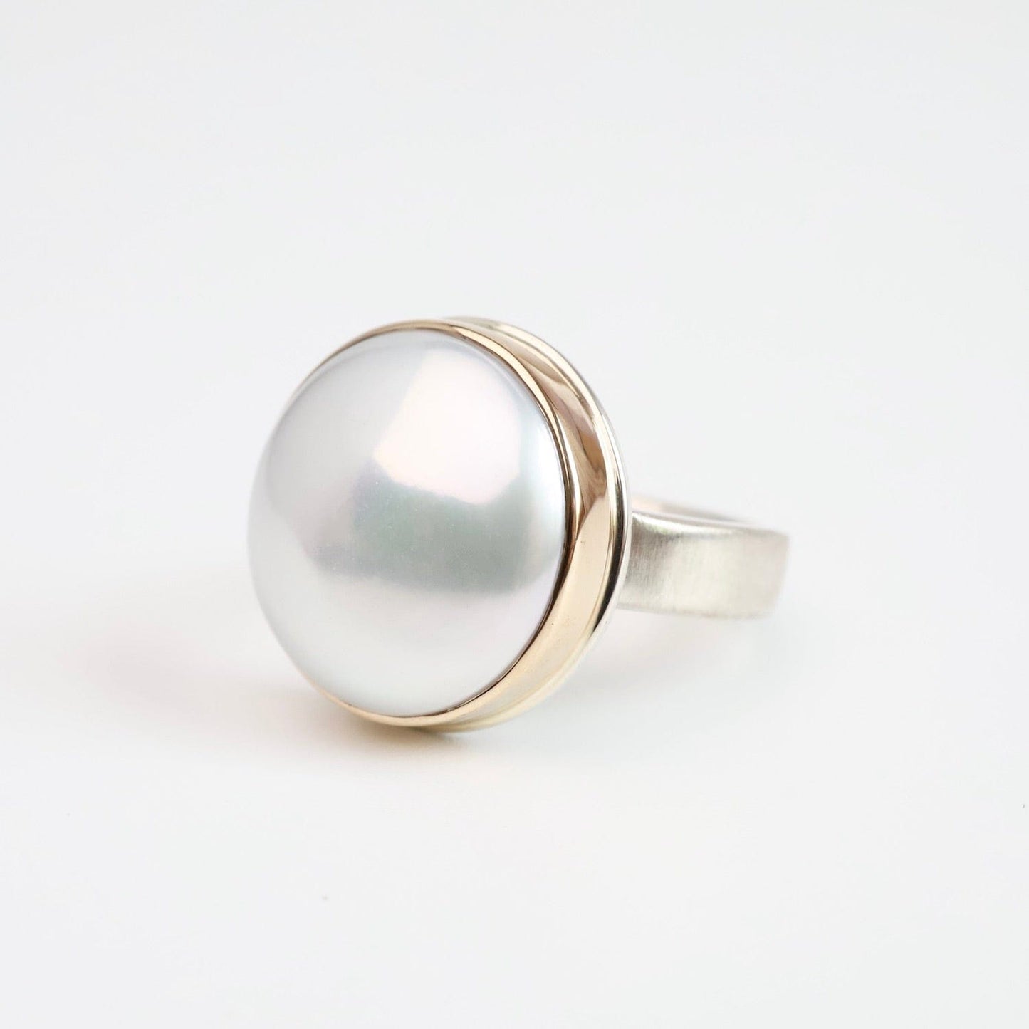 Load image into Gallery viewer, RNG-14K Sterling &amp;amp; 14K Gold Ring with Round Cultured Pearl
