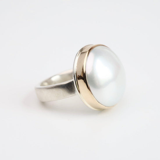 RNG-14K Sterling & 14K Gold Ring with Round Cultured Pearl