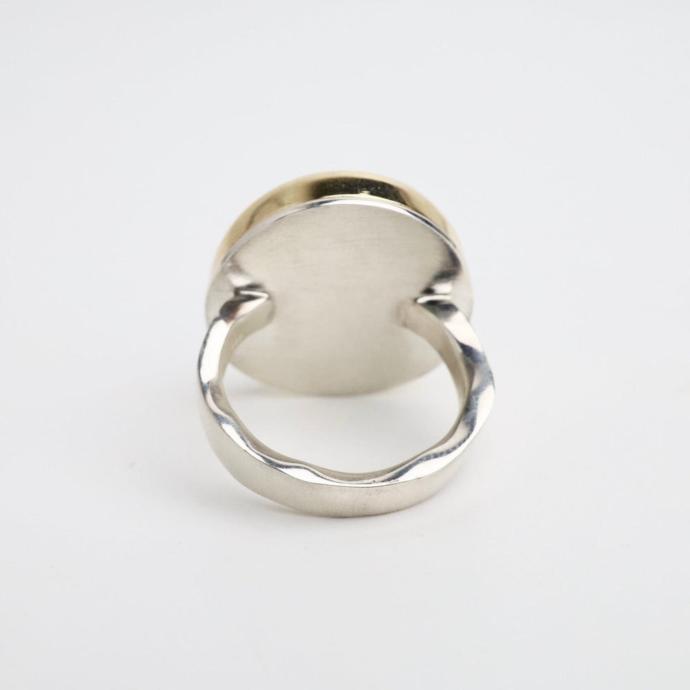 
                      
                        RNG-14K Sterling & 14K Gold Ring with Smooth Black Mother of Pearl and Diamond
                      
                    