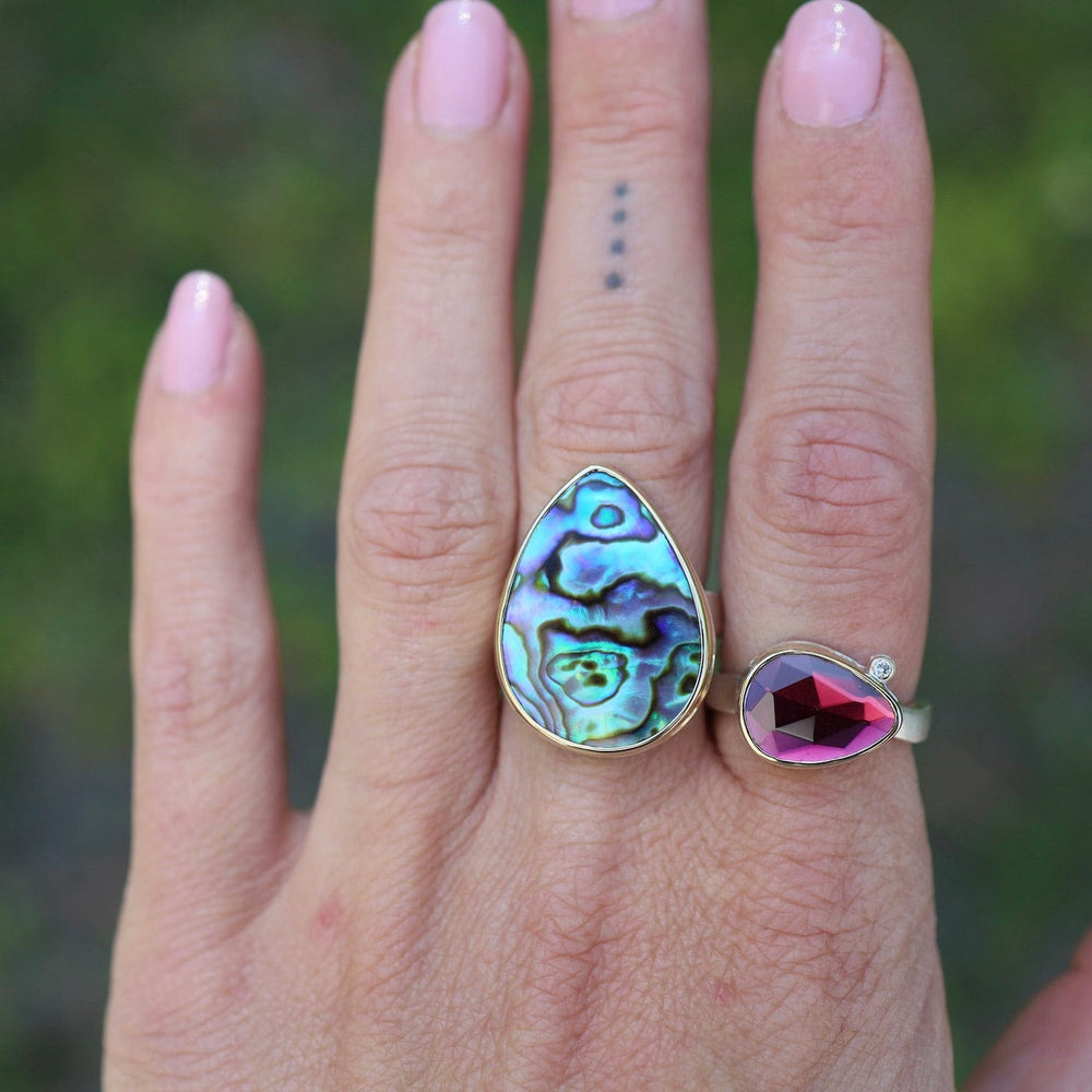 
                      
                        RNG-14K Sterling & 14K Gold Ring with Vertical Teardrop Abalone
                      
                    