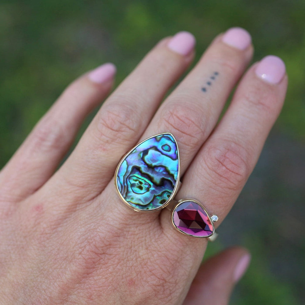 
                      
                        RNG-14K Sterling & 14K Gold Ring with Vertical Teardrop Abalone
                      
                    