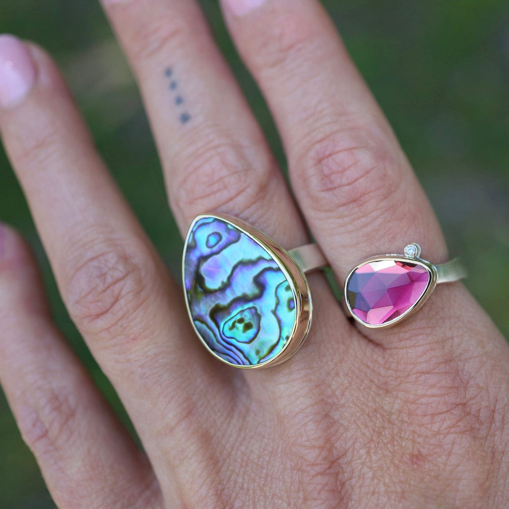 
                      
                        RNG-14K Sterling & 14K Gold Ring with Vertical Teardrop Abalone
                      
                    