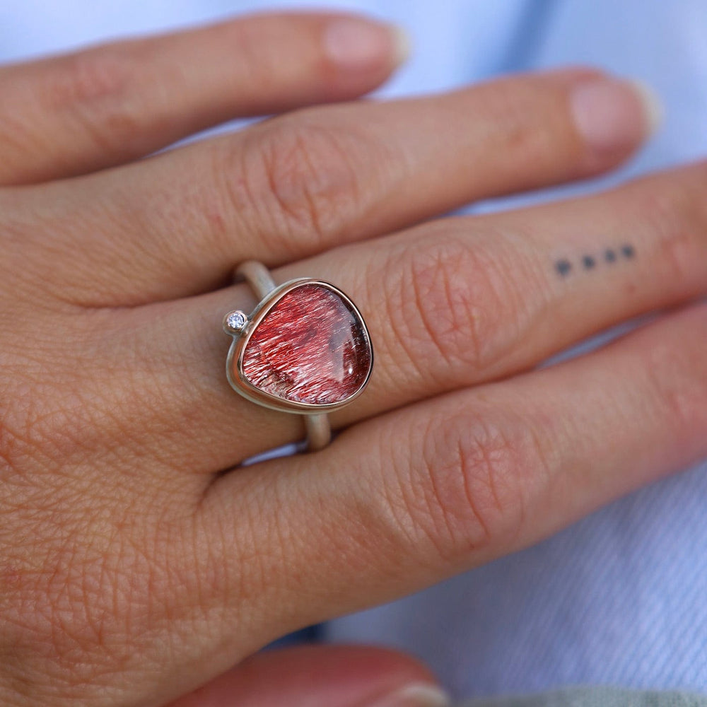 
                      
                        RNG-14K Sterling & 14K Rose Gold Ring with Small Lotus Smooth Seven Mineral Stone & Diamond
                      
                    