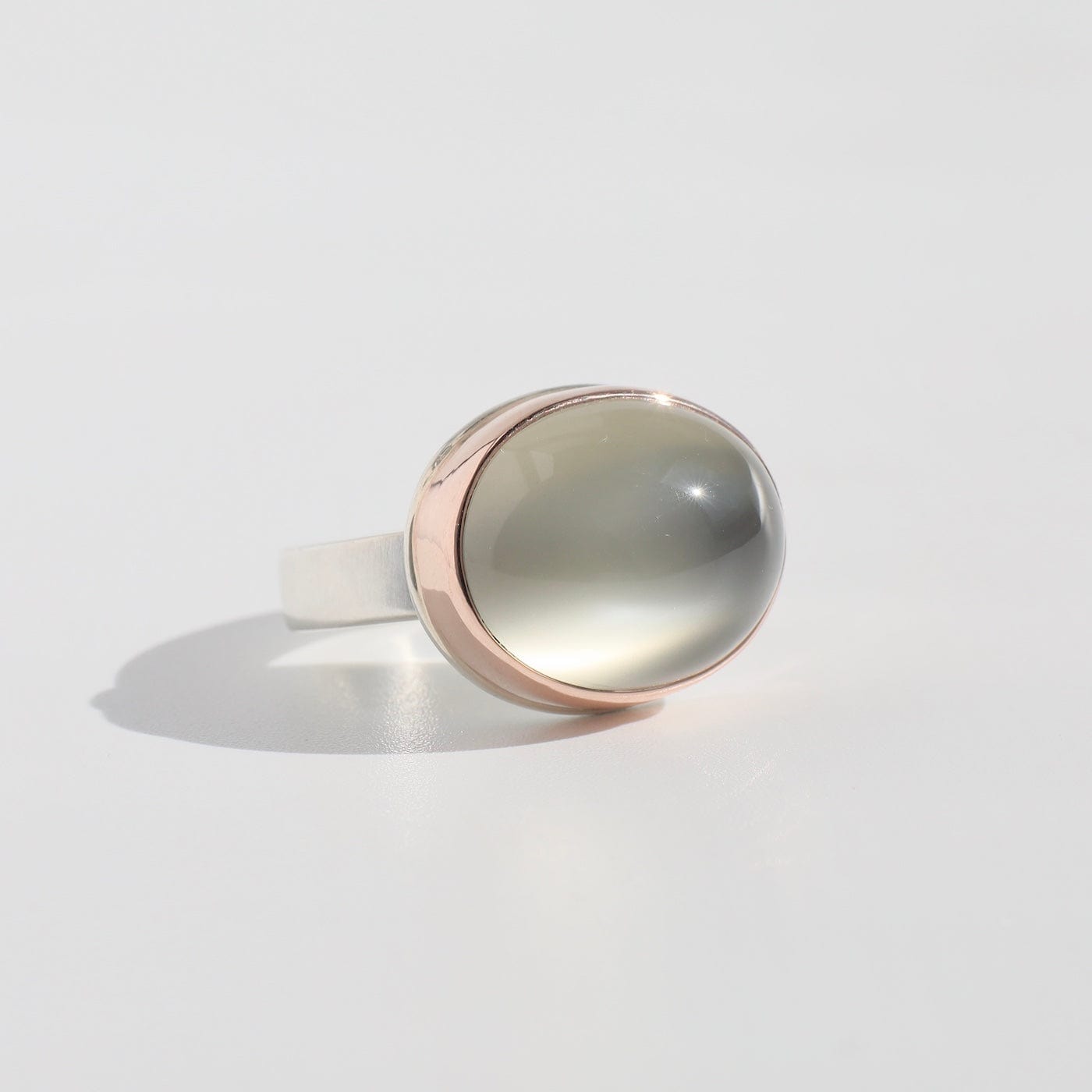 RNG-14K Sterling Silver & 14k Rose Gold Ring with Oval Smo