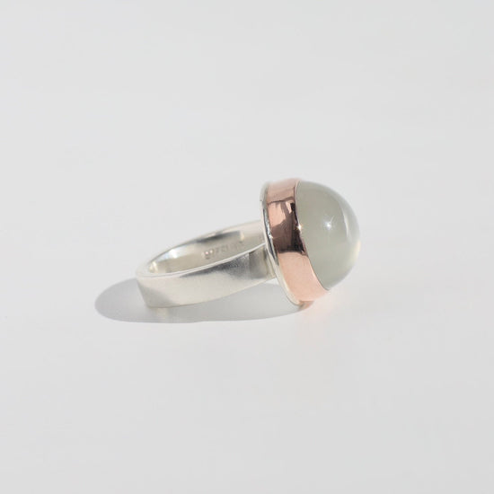 RNG-14K Sterling Silver & 14k Rose Gold Ring with Oval Smo