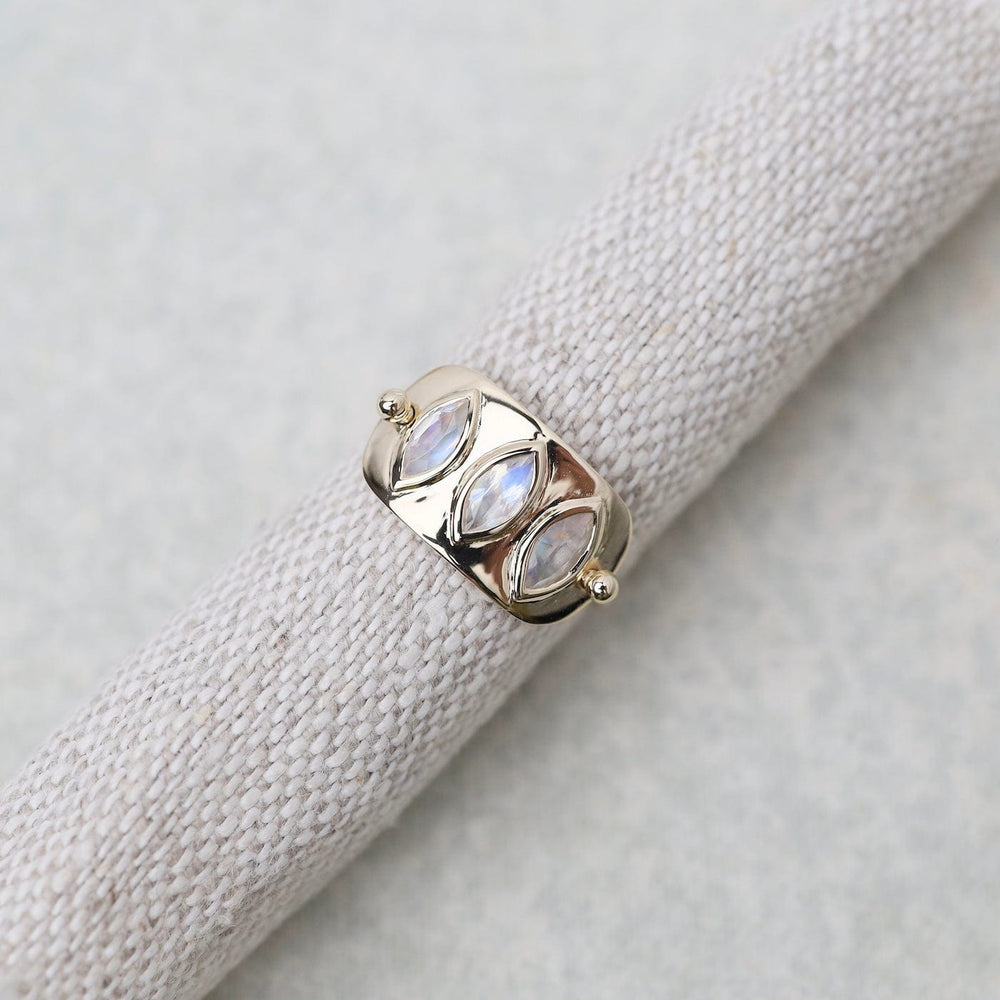 
                      
                        RNG-14K Triple Marquise Moonstone Solid Gold Plate Ring
                      
                    