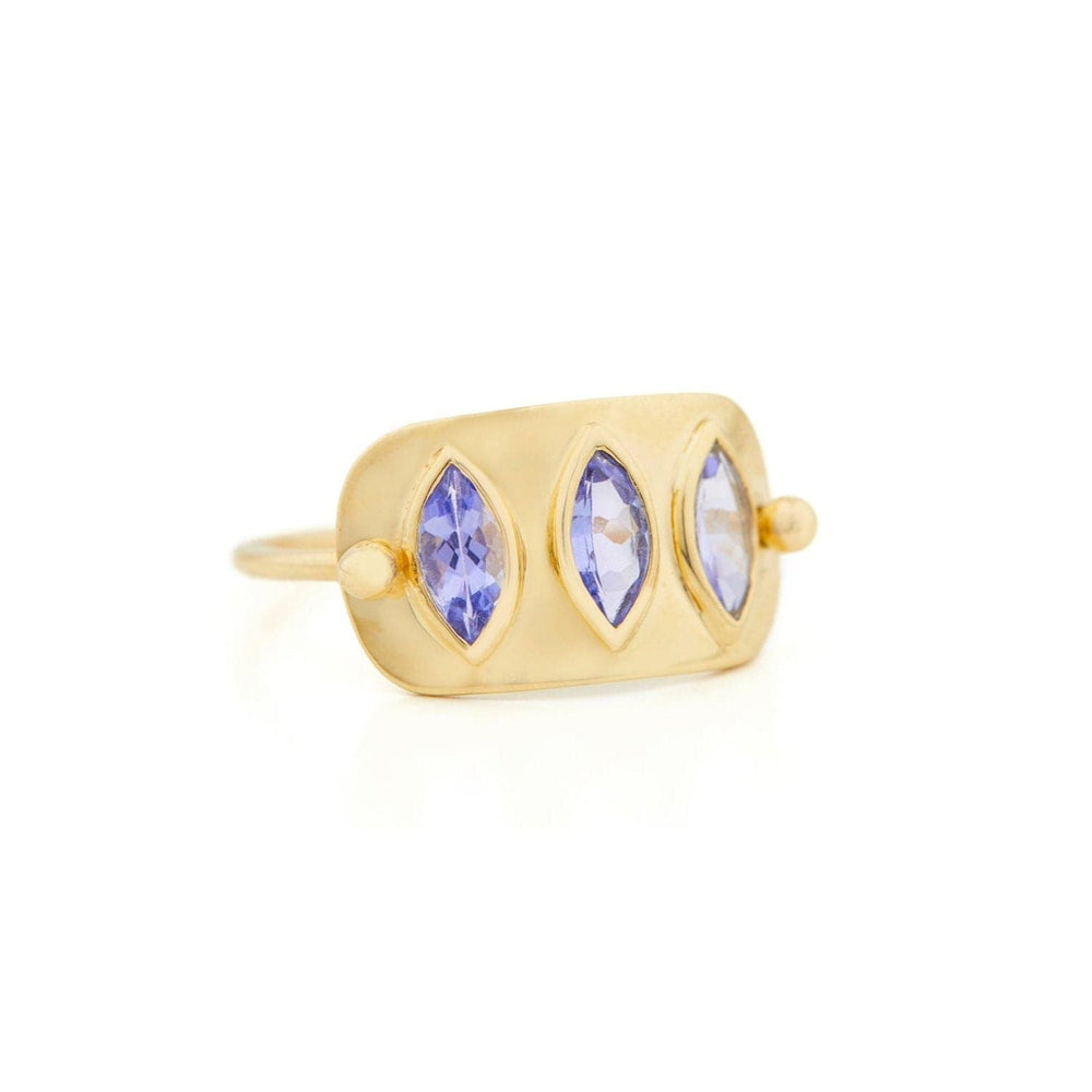 
                      
                        RNG-14K Triple Marquise Tanzanite Solid Gold Plate Ring
                      
                    