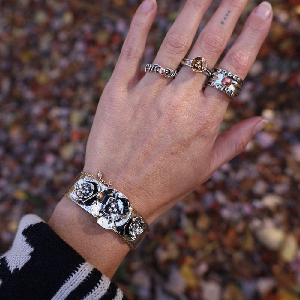 
                      
                        RNG-14K Vine Ring with Rose Gold Dogwood Flower
                      
                    