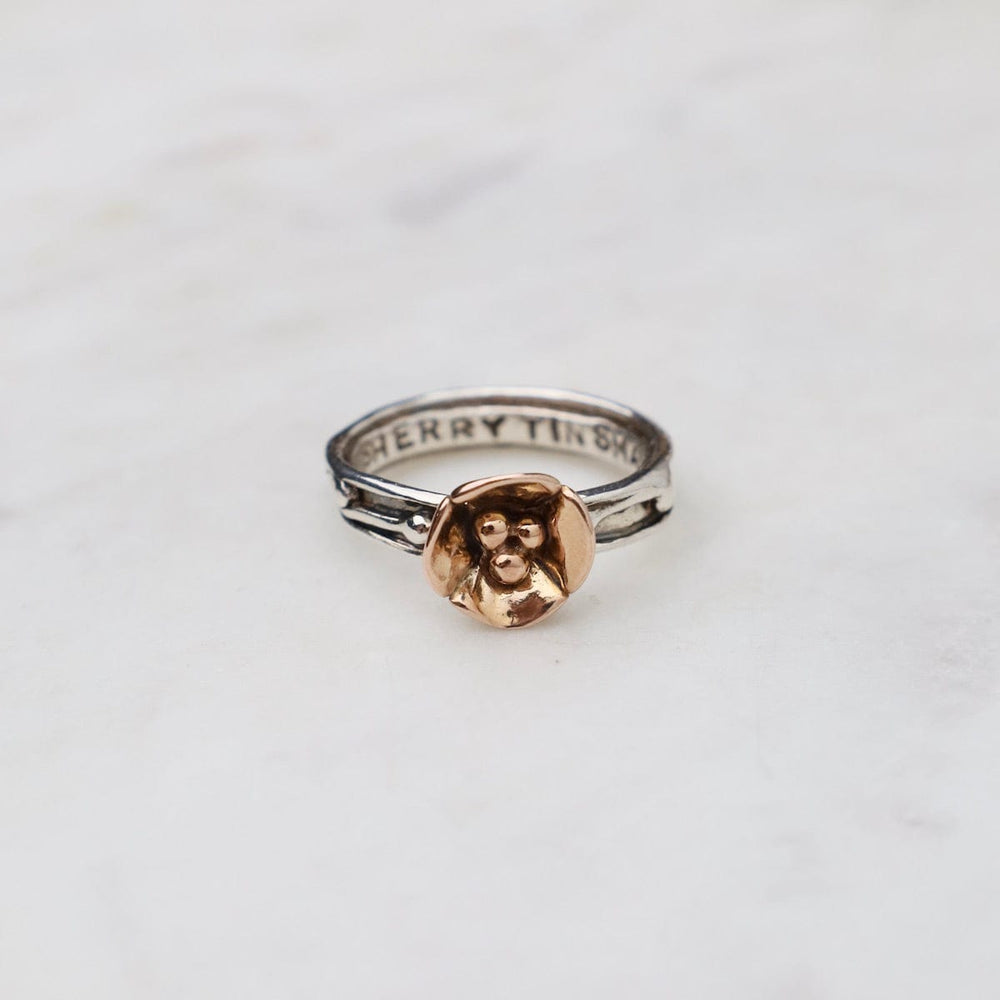 
                      
                        RNG-14K Vine Ring with Rose Gold Dogwood Flower
                      
                    