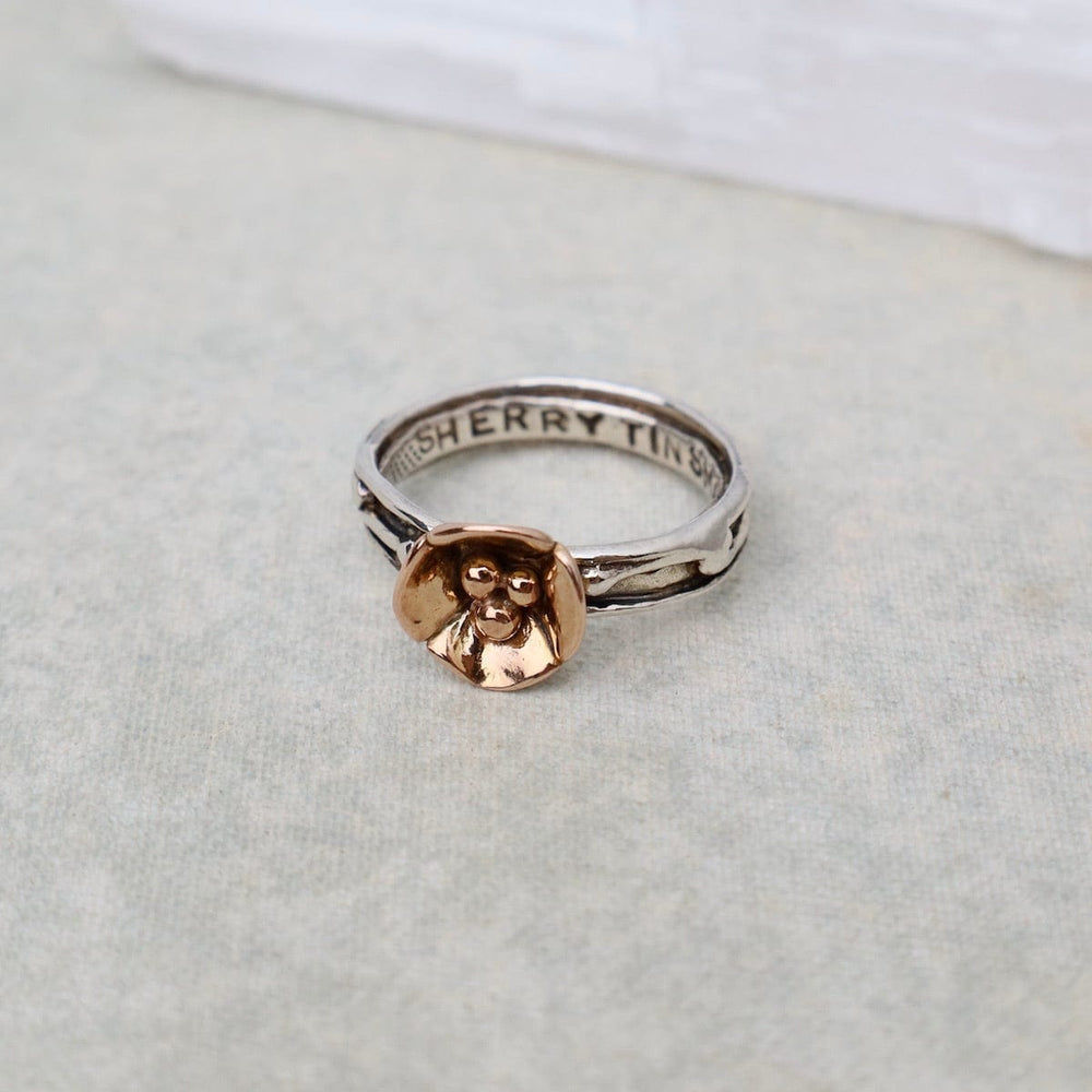 
                      
                        RNG-14K Vine Ring with Rose Gold Dogwood Flower
                      
                    