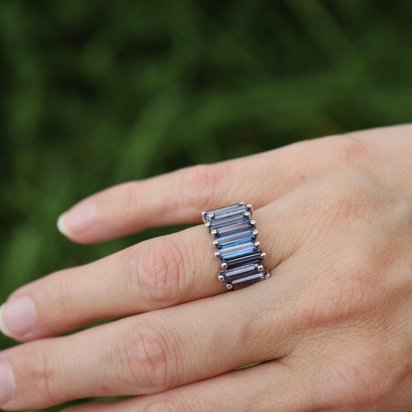 RNG-14K White Gold Sadie English Blue Topaz Band