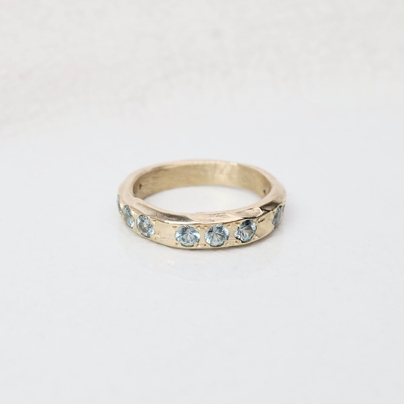 RNG-14K Yellow Gold 11 Stone Blue Zircon Band Ring