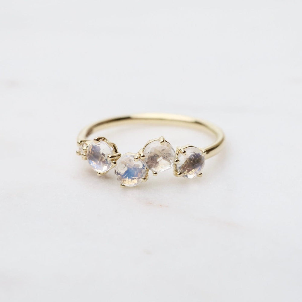 RNG-14K Yellow Gold 4mm Round Rainbow Moonstone Ring