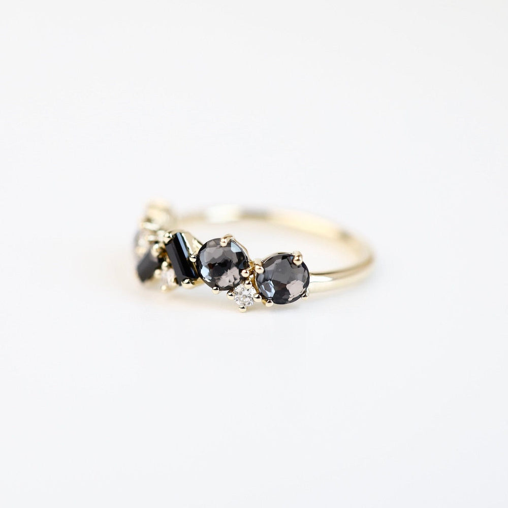 
                  
                    RNG-14K Yellow Gold Mixed Cut Black Night Quartz & Black Spinel Ring
                  
                