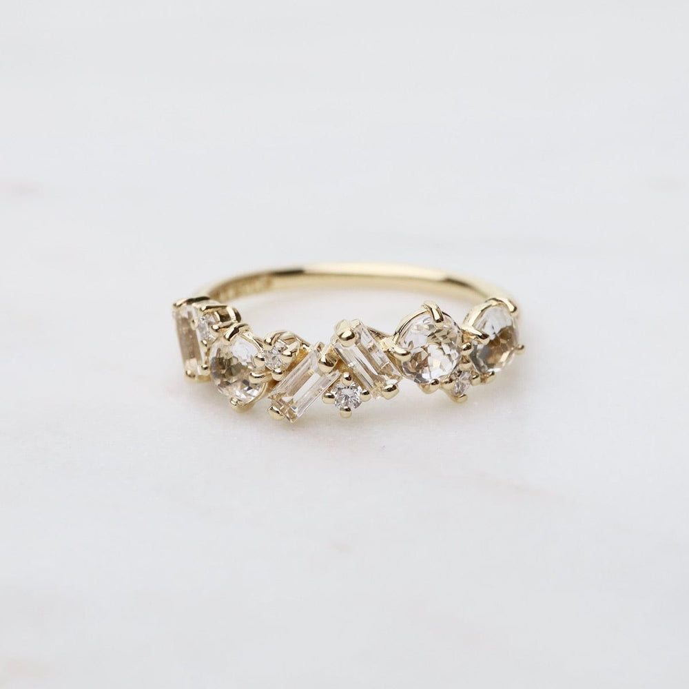 RNG-14K Yellow Gold Mixed Cut White Topaz Ring