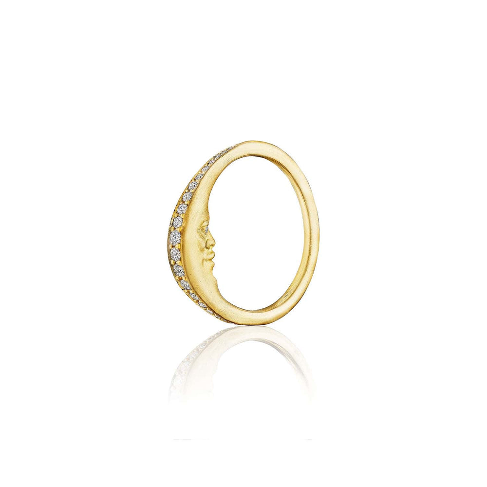 
                      
                        RNG-18K Bright Cut Diamond Pavé Crescent Moonface Ring
                      
                    