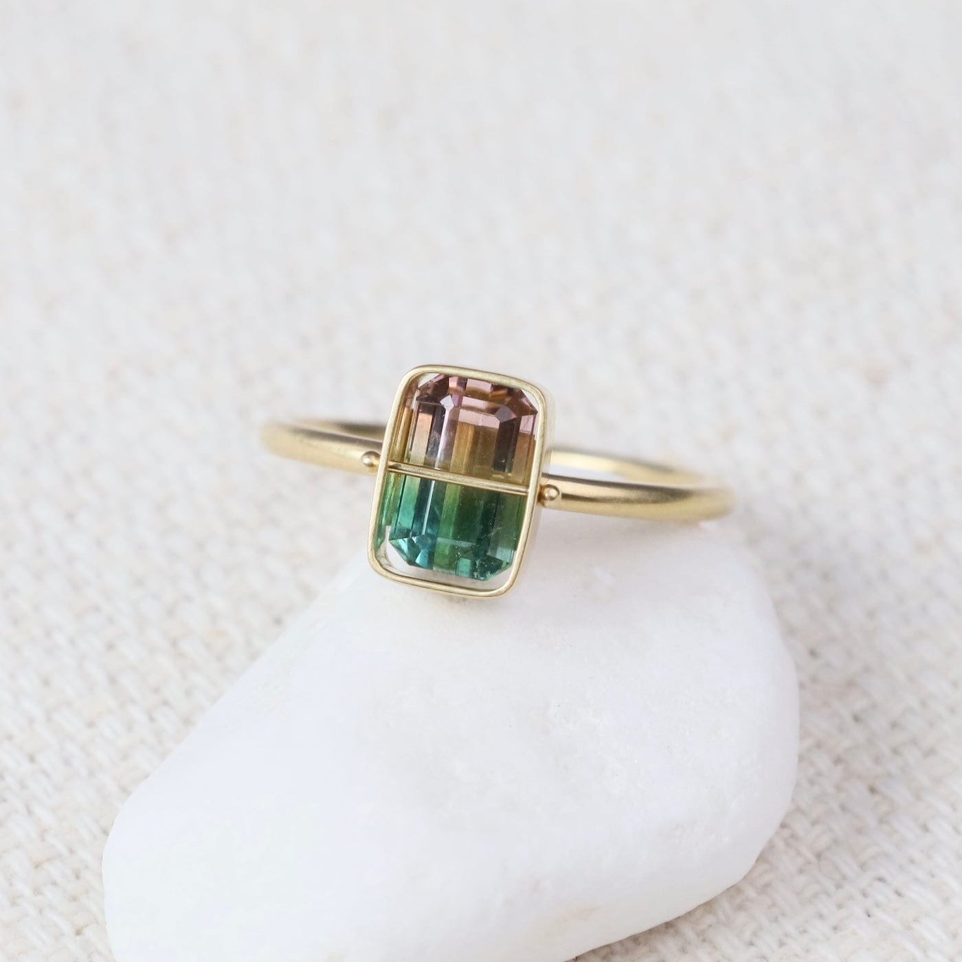 RNG-18K Captured Bicolor Tourmaline Ring