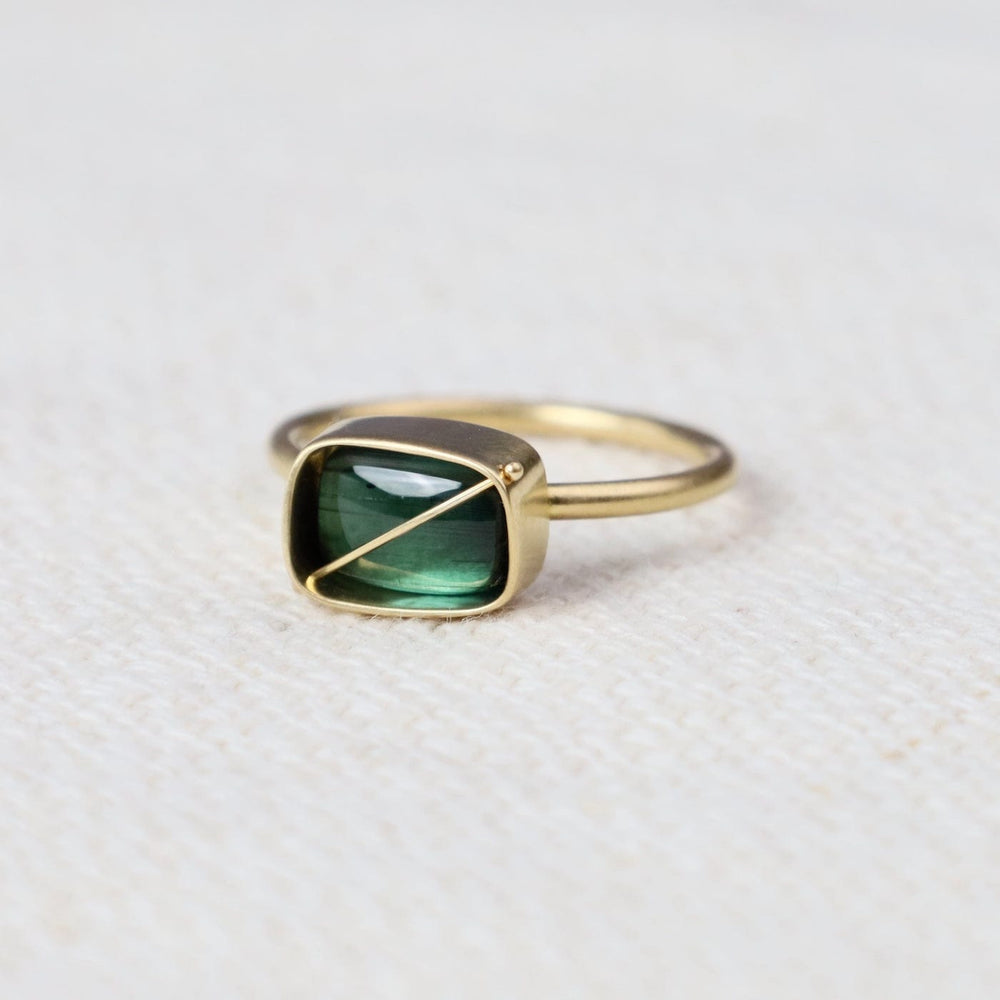 RNG-18K Captured Green Tourmaline Ring