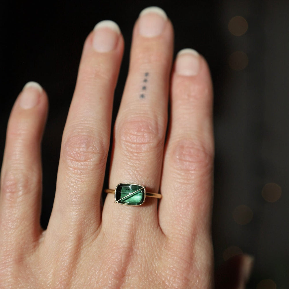 RNG-18K Captured Green Tourmaline Ring