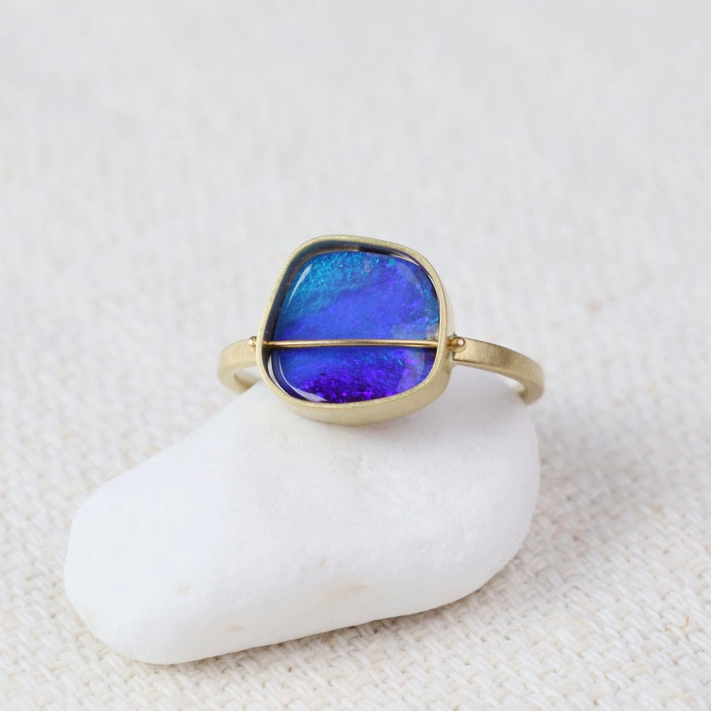 RNG-18K Ocean Captured Boulder Opal Ring