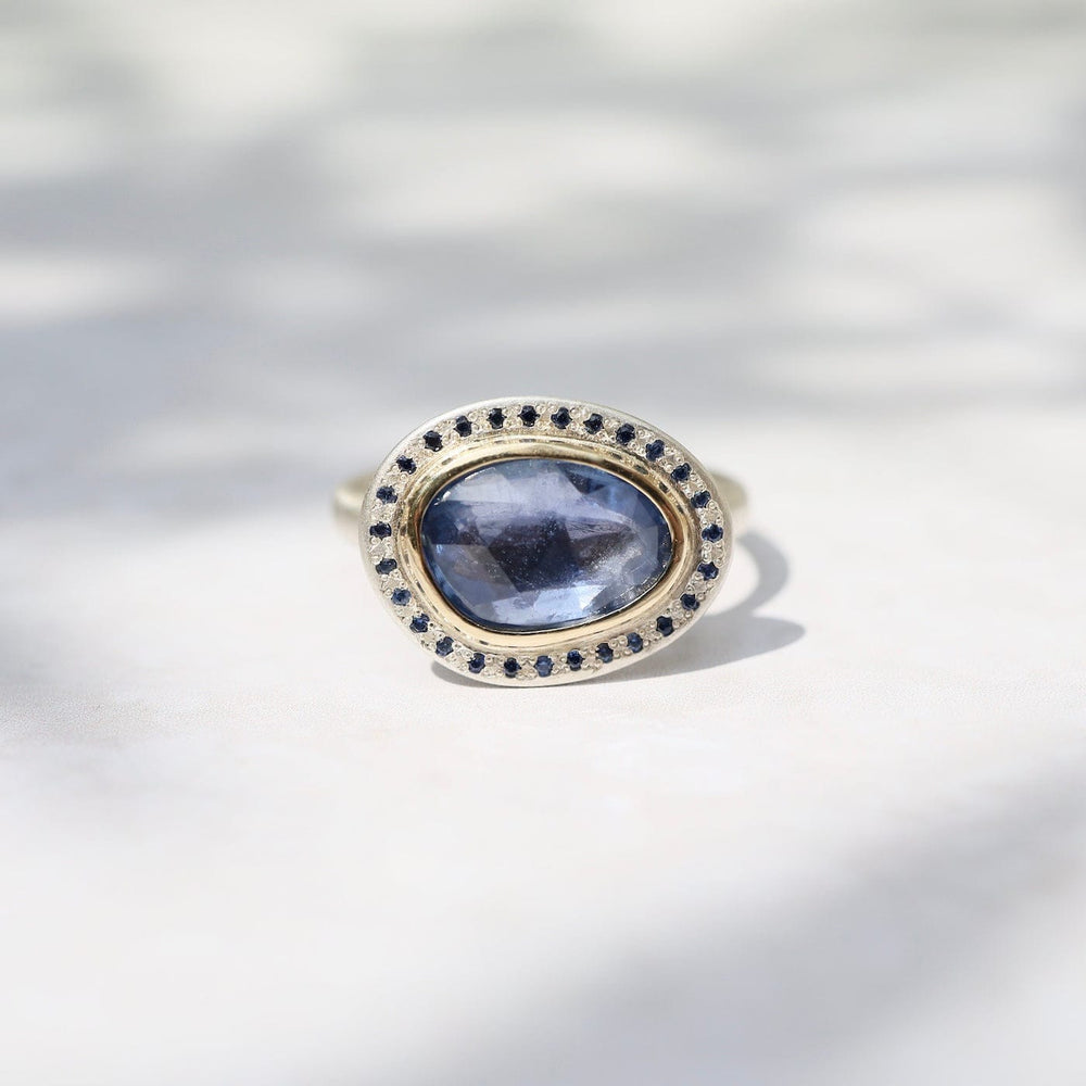 RNG-18K One of a Kind Blue Sapphire 18k & Sterling Silver Ring