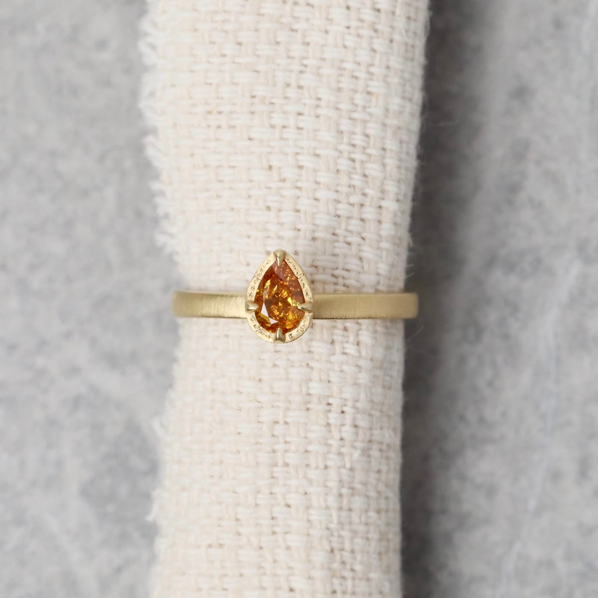 RNG-18K Orange Pear Diamond Stackable Ring - Size 7