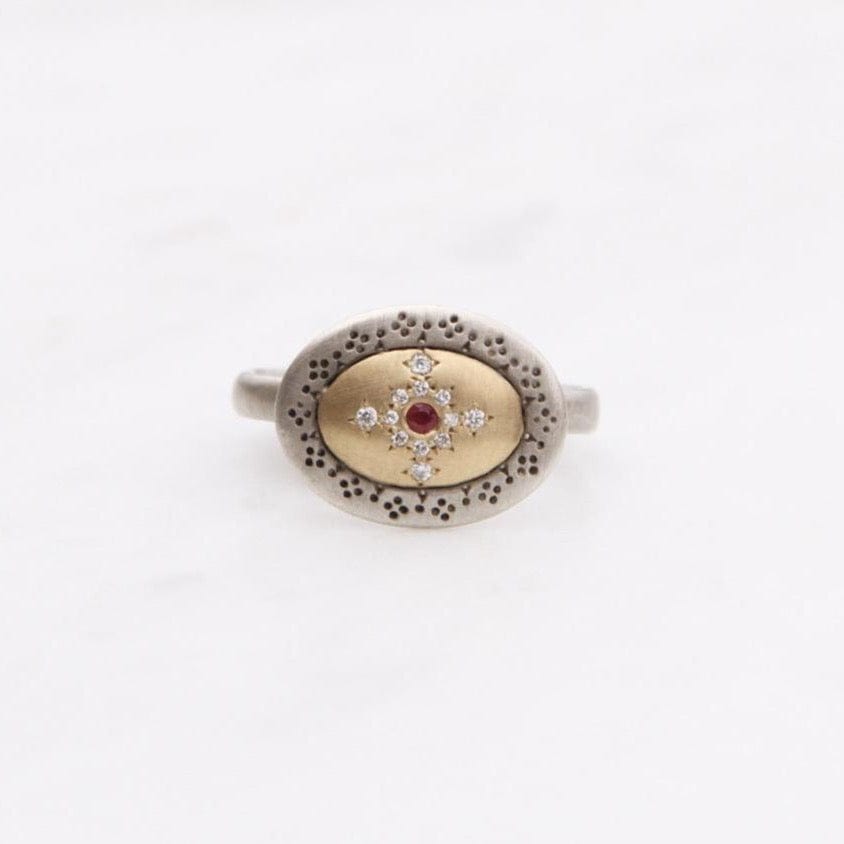 RNG-18K Seeds of Harmony Ring with Ruby and Diamonds