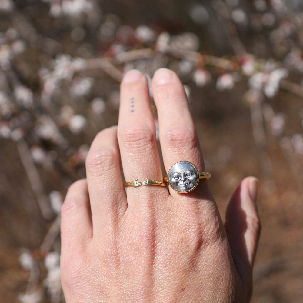 
                      
                        RNG-18K Small Platinum and Gold Moonface Ring
                      
                    