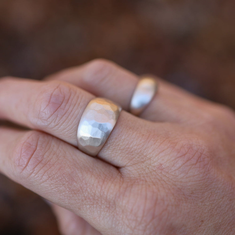 
                      
                        RNG-18K Sterling Silver Hammered Half Sleeve Ring
                      
                    