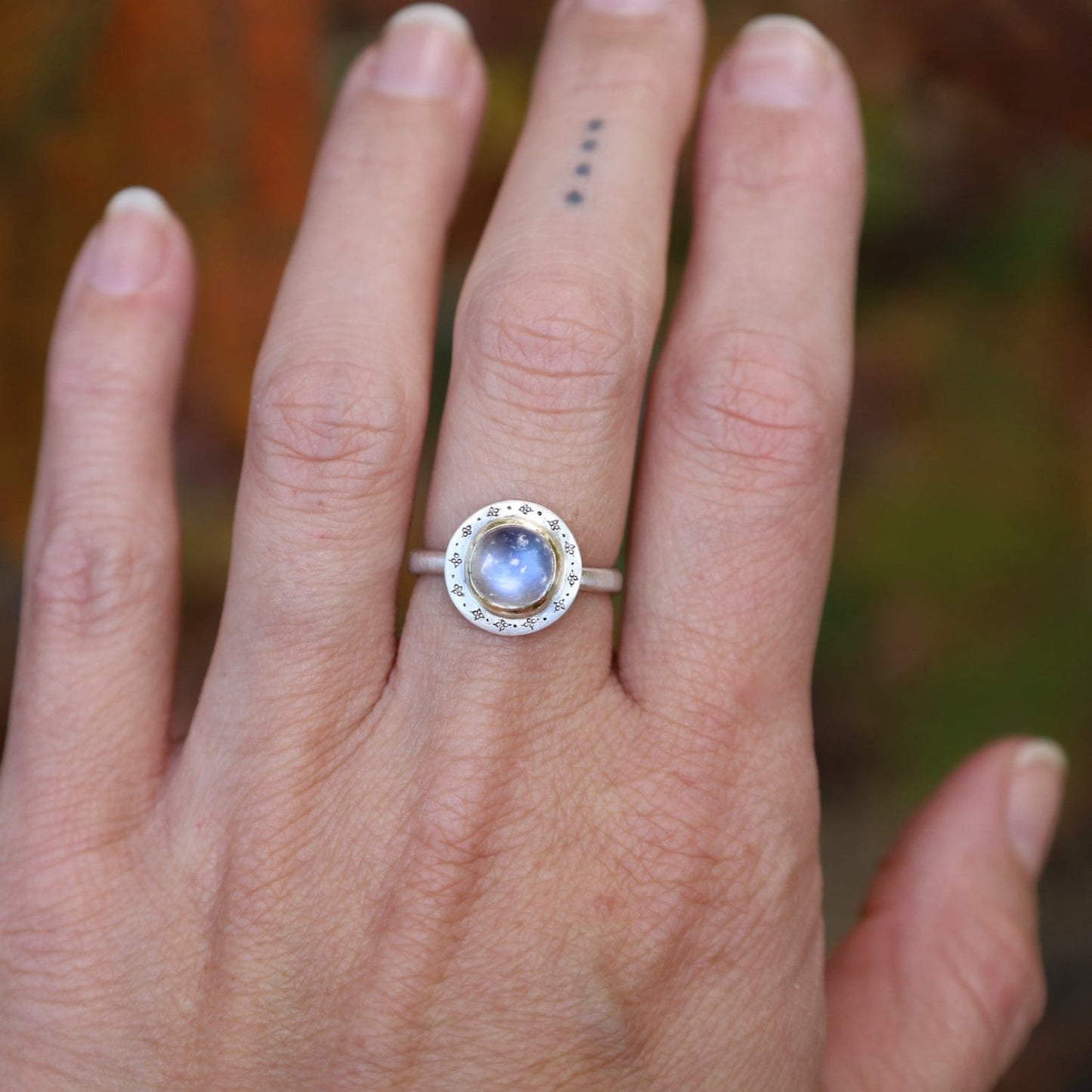 RNG-18K Two Tone Moonstone Ring