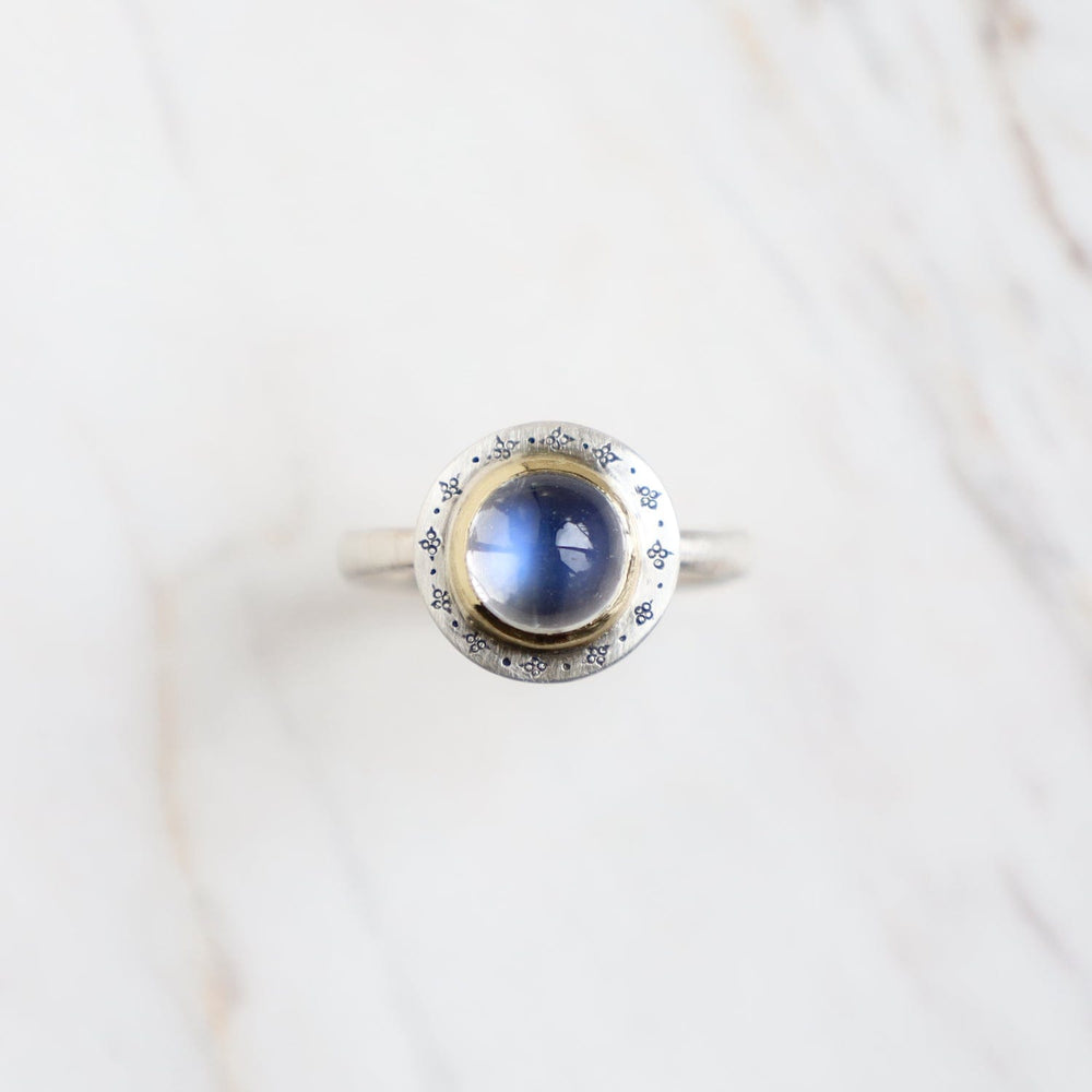 RNG-18K Two Tone Moonstone Ring