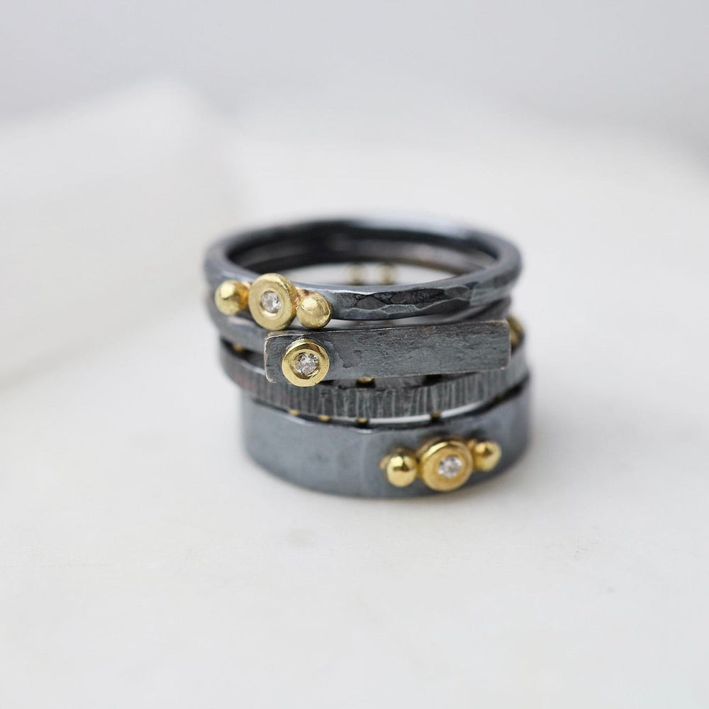 
                  
                    1113 RNG-18K Vega Ring - Oxidized Silver & 18k Gold with Diamond
                  
                