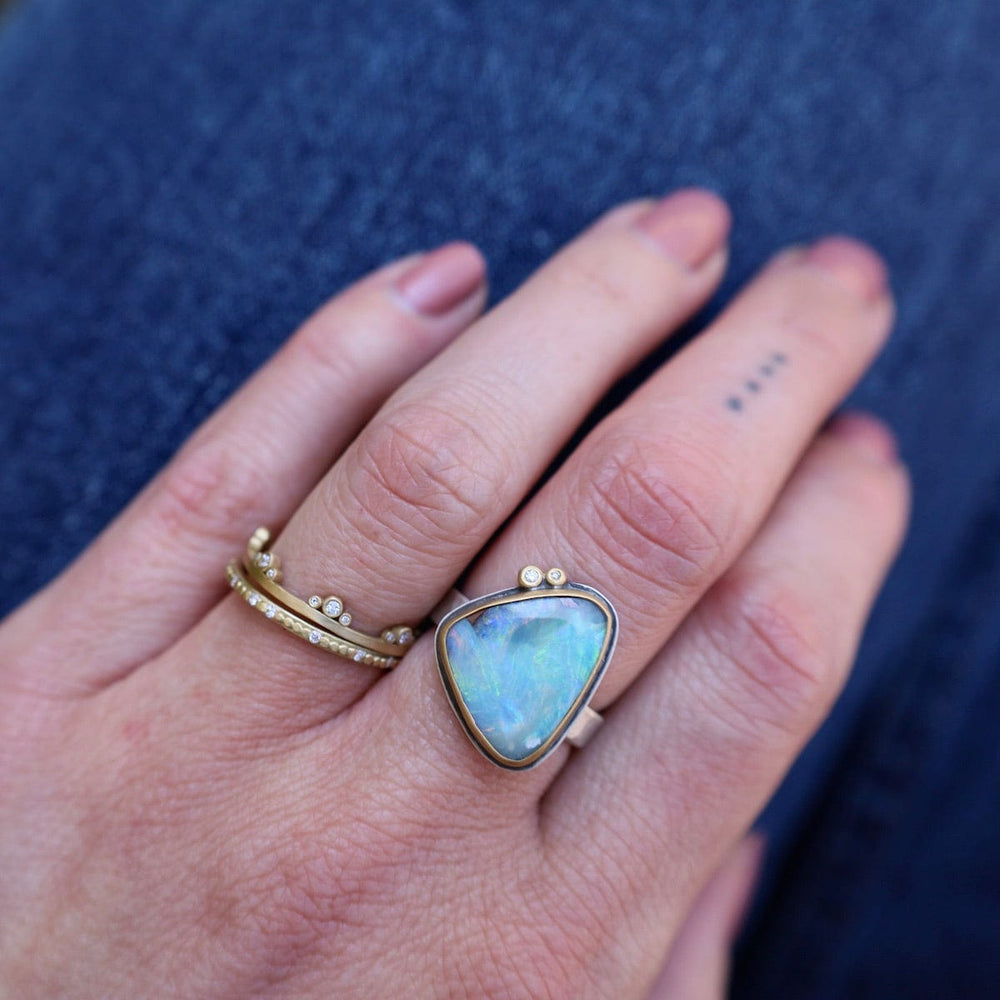 
                      
                        RNG-22K Bezel Set Boulder Opal with Diamonds Ring
                      
                    