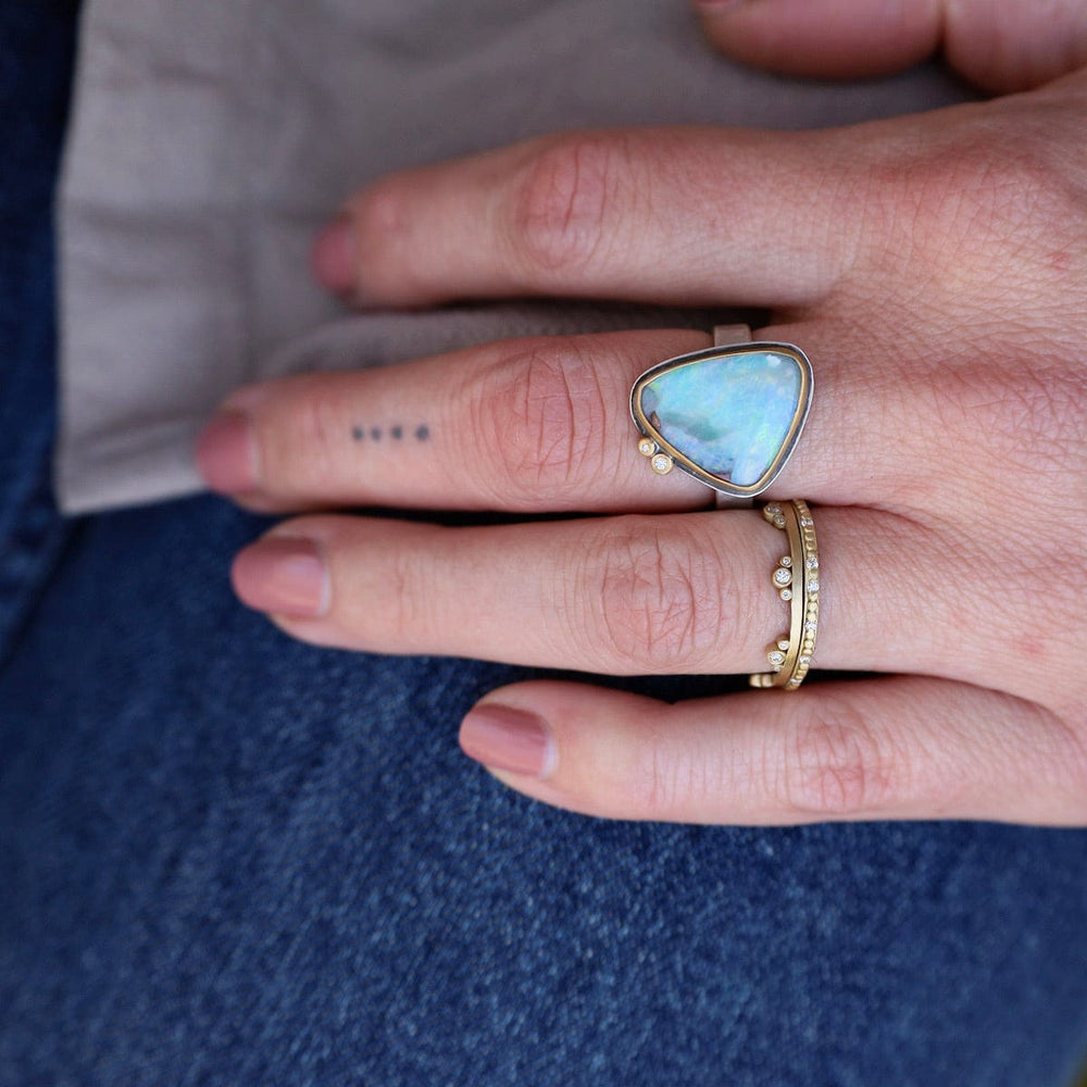 
                      
                        RNG-22K Bezel Set Boulder Opal with Diamonds Ring
                      
                    