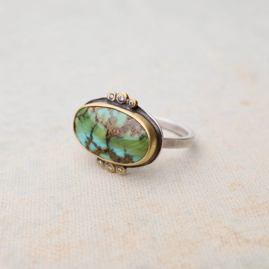 18k white gold diamond and Sleeping Beauty Turquoise ring – Jahan Diamond  Imports