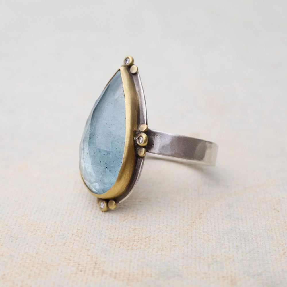 
                      
                        RNG-22K Bezel Set Teardrop Aquamarine with Diamonds Ring
                      
                    