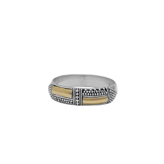 RNG-22K Sterling Silver Ring with Two 22k Gold Bars