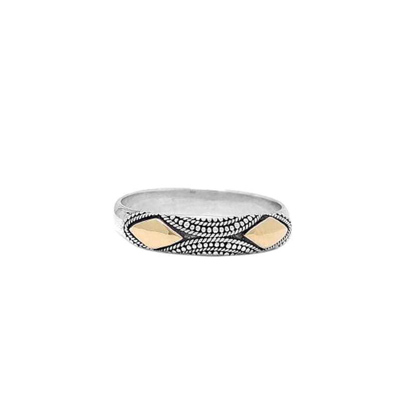 RNG-22K Sterling Silver Ring with Two 22k Gold Diamonds