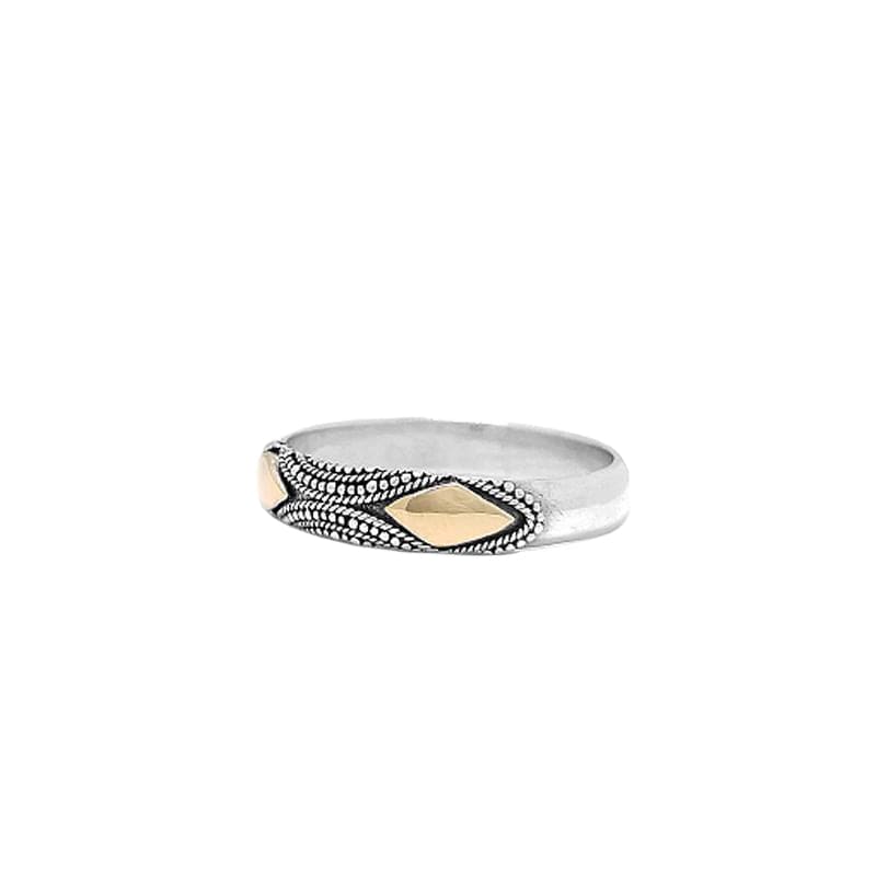 RNG-22K Sterling Silver Ring with Two 22k Gold Diamonds