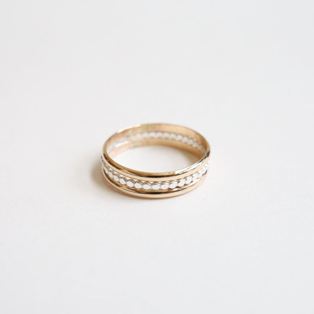 RNG 3 Band Stacked Ring - Gold Filled with Silver Beaded Band