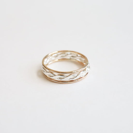 RNG 3 Band Stacked Ring - Gold Filled with Silver Big Twist