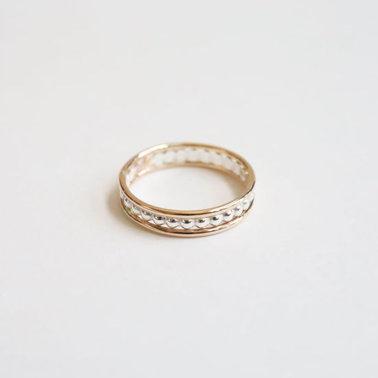 RNG 3 Band Stacked Ring - Gold Filled with Silver Round Bead Band
